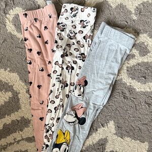 3 pack Disney Minnie Mouse Kids leggings - Pink, Cream, and Gray
